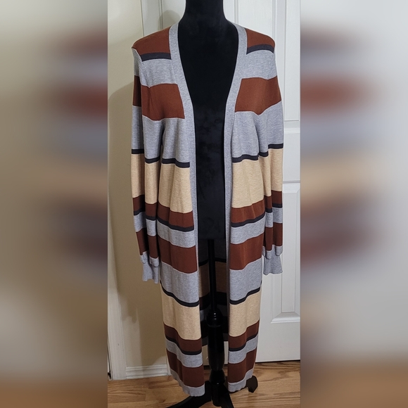 Cara Sanatana x Nine West Women's Balloon Sleeves Sweater Cardigan Brown/Gray M - Picture 3 of 13